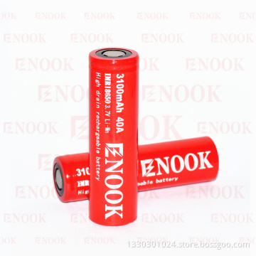 enook 18650 battery 3100mAh 40A enook 18650 battery e-cigarette battery for provari/vape mod 18650 lithium battery
